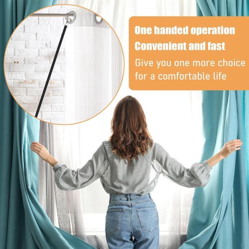 Shimeyao 10 Pack Acrylic Curtain Pull Wands Drapery Pull Rod Versatile Fiberglass Blinds Wand Kits with Rings and Hooks for Opening Closing Curtains Homes Offices Window Opener(white 46 Inch)