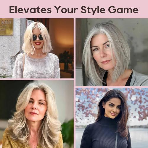 Color White REECHO Real Human Hair Topper, 10 inch Women Hair Toppers for Thinning Hair, 100 Percent Human Hair Large Coverage Natural Hairpiece Wiglet, Swiss Base 4.5x3.5, Yellow White