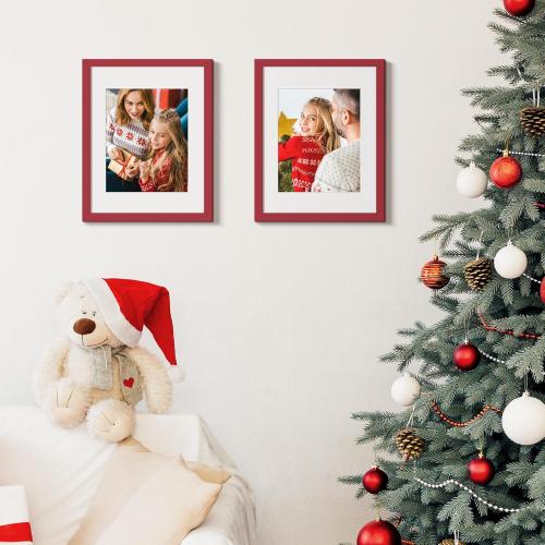 upsimples 11x14 Picture Frame, Display Pictures 8x10 with Mat or 11 x 14 Without, Wall Hanging Photo Frames, Red, 1 Pack