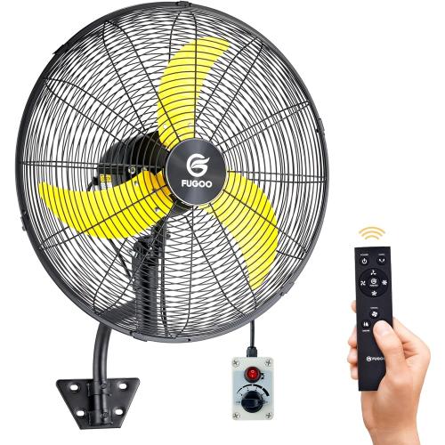 Black 24 FUGOO 24 Quiet Outdoor Oscillating Wall Mount Fan With Remote Control,All Sealed BLDC Motor,4-Speed Waterproof Outdoor Fan, Heavy Duty Industrial Wall Fans for House,Patios,Garage,Warehouse 5000CFM