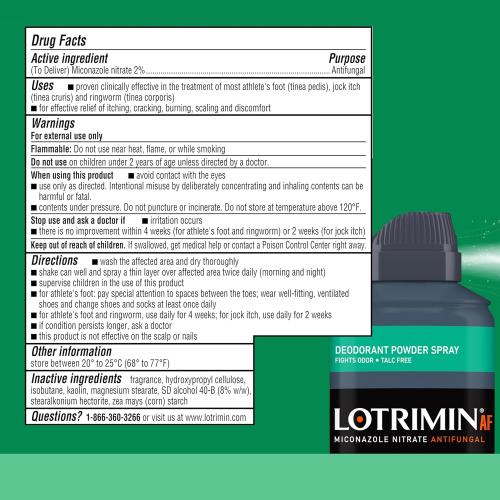 Lotrimin Medicated Deodorant Powder Spray with Miconazole Nitrate 2%, 4.6 oz (Pack of 3)