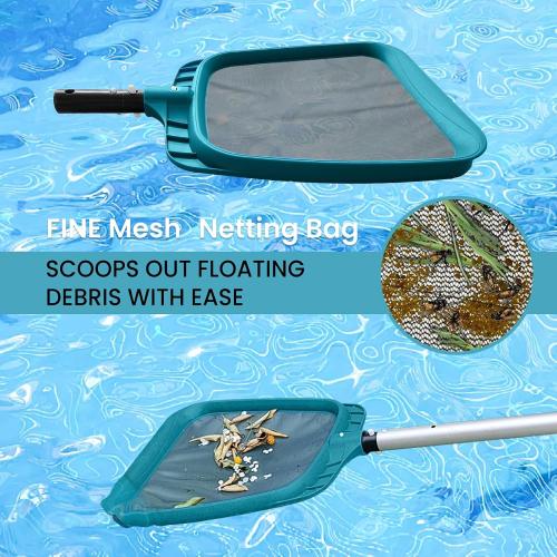 POOLWHALE Swimming Pool Cleaning Kit - Pool Nets and Brush Set | Included Ultra Fine Mesh Deep Pool Rake & Leaf Skimmer Net and Rotatable Pool Brush Head, Pool Open Cleaning Kits for Pools