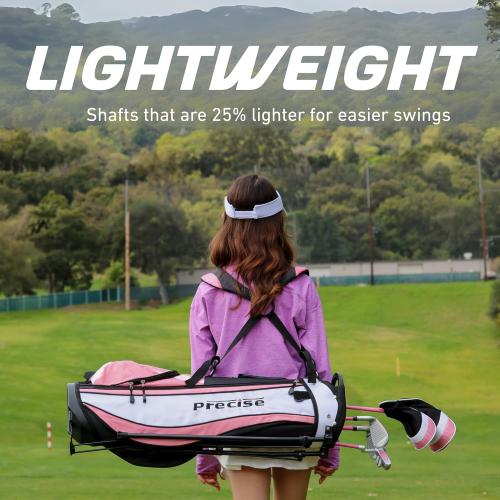 X7 Kids Golf Clubs Set – Boys’ & Girls’ Junior Golf Set with Lightweight Graphite Shafts, Hybrid, Putter & Stand Bag