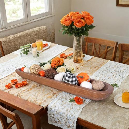 Athaliah Wooden Dough Bowl, Hand Carved Rustic Long Wood Dough Bowls for Decor, Vintage Decorative dough bowl for Table Centerpiece (30 Inch-Brown)