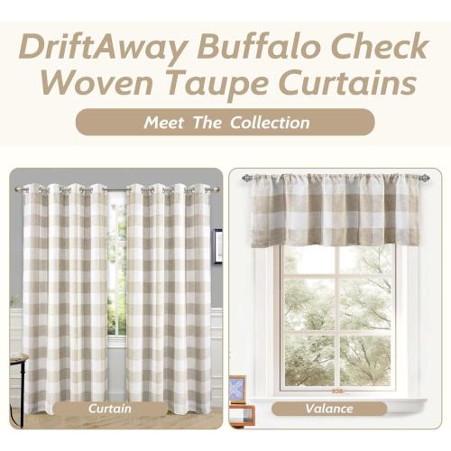 DriftAway Buffalo Plaid Blackout Curtains Linen Textured Farmhouse Double Layer Thermal Insulated Yarn Dyed Woven Checkered Gingham Grommet Drapes for Living Room 2 Panels Each 52W x 84L Taupe