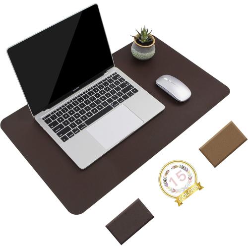 YSAGi Non-Slip Leather Desk Pad, Waterproof Laptop Computer Desk Keyboard Mat, Table Protector Blotter Mat, Large Mouse Pad for Office/Work/Home/Decor(Dark Brown, 23.6 x 13.7)
