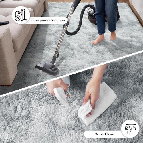 Grey Fluffy Rug Shaggy Area Rug, Mottling Grey Area Rugs for Living Room, Large Shag Area Rugs for Bedroom Kids Room Home Decor, Upgrade Anti-Skid Rectangular Fuzzy Rugs