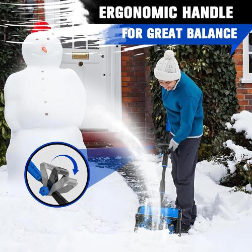 40V Cordless Snow Shovel, 13 Inch 4.0Ah Electric Snow Shovel with Directional Plate, Brushless Cordless Snow Blower for Pathway, Patio, Deck, Driveway, Blue