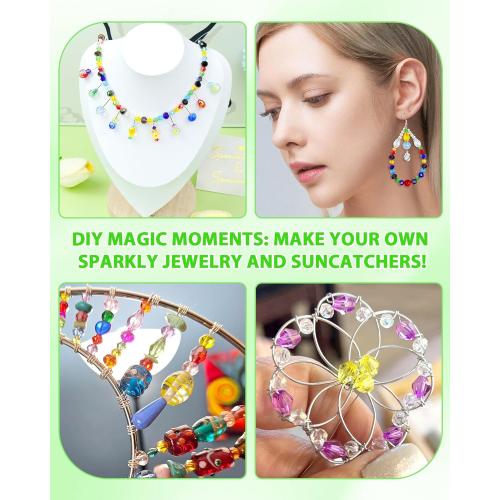 1076PCS FIVEIZERO Crystal Glass Beads for Jewelry Making, Assorted Rainbow Crackle, Faceted, Bicone and Teardrop Beads for Bracelets, Suncatchers and DIY Crafts