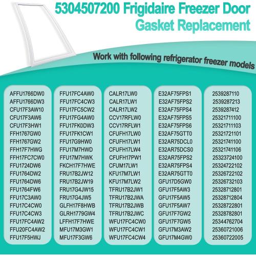 Upgraded 5304507200 Refrigerator Door Gasket Compatible with Frigidaire Ken-more Freezer Door Gasket Seal, 30.7 X 60.2 Elec-trolux Freezer Gasket Seal Replacement 216522309, 216522310, 5304507214