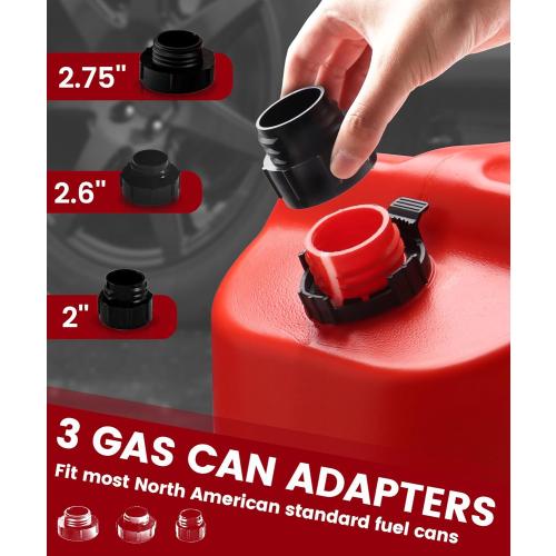 Fuel Transfer Pump Battery Powered Gas Pump For 5 Gallon Gas Can: Automatict Shut-off Nozzle, 42 IN Long Hose, 3 Adapters for 4 Size Gasoline Tank