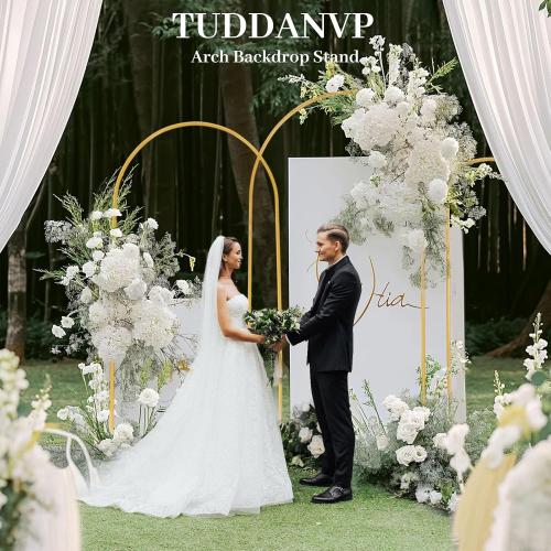 Arch Backdrop Stand - 3PCS (7.2ft, 6.6ft, 6ft) Upgraded Metal Arch Backdrop Stand - Easy to Set up Gold Wedding Arch Frames- for Weddings, Birthday Parties, Baby Showers, Family Gatherings