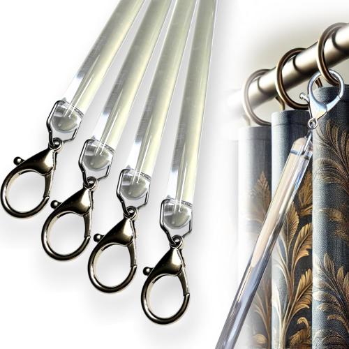 46 inch (4 Pack) All Clear Acrylic Curtain Pull Wand - 2 inches shy of 48 inch - Clear Curtain Wand - Invisible Drapery Wand - Drapery Pull Rod (46 Inch)