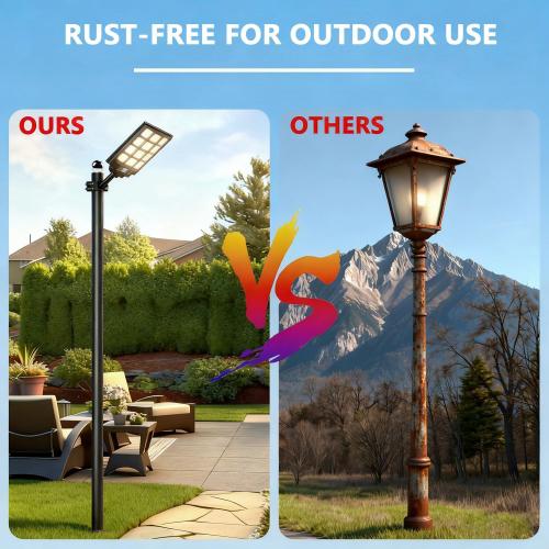 Street Light Pole 13Ft Tall, Solar Split Street Lamp Post for Outdoor Light Galvanized Heavy-Duty Metal Light Pole with Mounting Steel Anchors for Patio, Street Basketball Courts