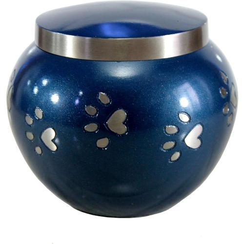 eSplanade Pet Cremation Urn Memorials Container Jar Pot | Brass Urn | Metal Urn | Burial Urn | Memorials Keepsake | Pet Dog Cat Urn (Blue)
