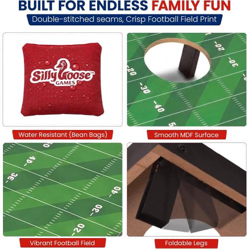 Kids Cornhole Board Set - 20.7”x12.5” Football Edition 2 Foldable MDF Boards   8 All-Weather Bean Bags - Portable Bean Bag Toss for Indoor & Outdoor Games - Family Yard Game for Tailgate & Lawn Games