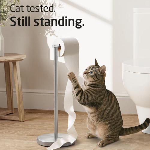 KES Toilet Paper Holder Stand SUS 304 Stainless Steel Rustproof Pedestal Lavatory Tissue Roll Holder Floor Stand Modern Brushed Finish, BPH283S1-2