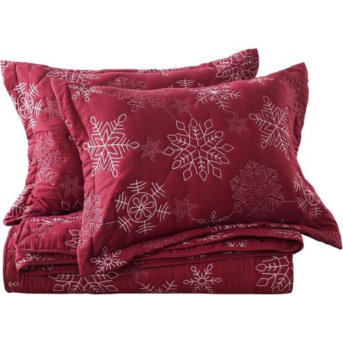 WDCOZY Christmas Quilt King Size Bedding Set with 2 Pillow Shams