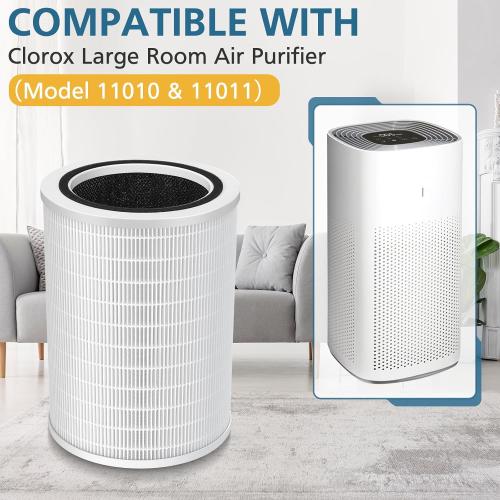 12010 HEPA Replacement Filter Compatible with Clorox 11010 & 11011 Air Purifier, Large Rooms up to 1,500 Sq Ft, 3-in-1 HEPA Filter, 2 PACK (Not for Clorox 11030&11031 Air Purifier)
