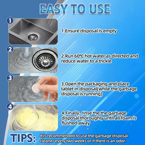 Garbage Disposal Cleaner and Deodorizer 30 Pack, Powerful Garbage Disposal Cleaner Tablets, 1 Year Supply For Kitchen Sink, Drain Clean, Home Cleaning Essentials (50 count)