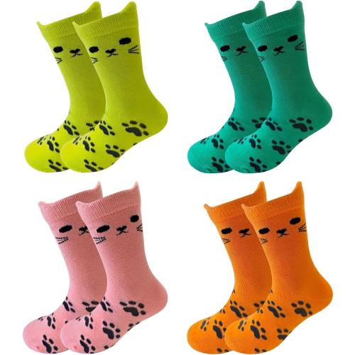MINI PANDA 8 Pairs Girls' Novelty Socks,Cute Cat and Panda Crew Socks