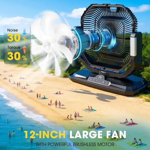 Ausic 5 Gal 12 Portable Misting Fan for Outside Patios, 【Max 62H】 Outdoor Oscillating Rechargeable Battery Fan, Cooling Water Camping Fan with Telescopic Handle/Remote, Summer Essentials