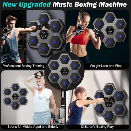 2025 New Music Boxing Machine for Adults,Smart Bluetooth Music Punching Machine with Boxing Gloves,Boxing Machine Wall Mounted with Intelligent Display Screen,Boxing Target Workout Equipment for Home