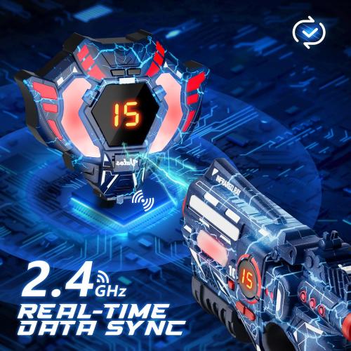 VATOS Rechargeable Infrared Laser Tag Set with Projector, 2 Players Toy Gun of Projector with Digital LED Score Display, Shooting Battle Games with 3 Targets,Family Activity Toy for Kids Teens Adults