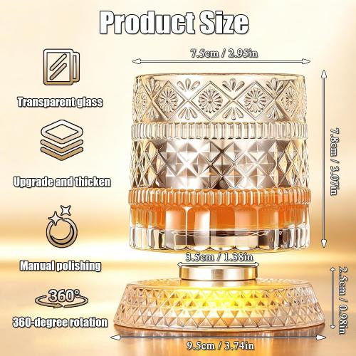 Rotating Whiskey Glass - 360° Rotating Crystal Whiskey Glass