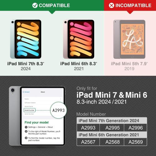Case for iPad mini 7 (A17 Pro), iPad mini 7th/6th Generation 8.3 | with Pencil Holder, PU Leather Durable Cover, Magnetic Closure, Multi-Angle Viewing/Typing Stand, Auto Sleep/Wake, Blue
