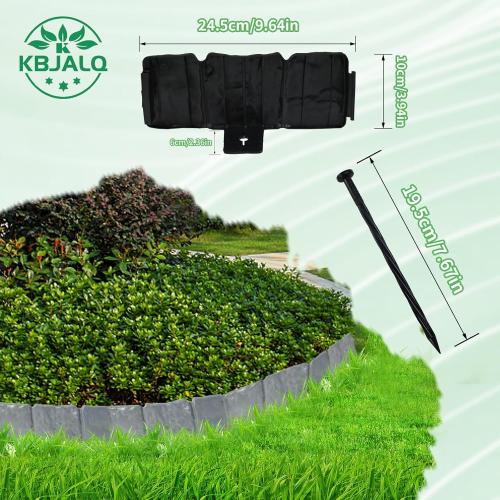 Garden Edging Border with Anchoring Spikes,Plastic Landscape Edging Border Imitation Stone Fence for DIY Outdoor Yard Landscaping (40pcs/32 FT, Black)