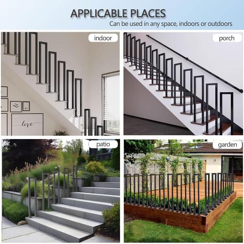U-Shaped Stair Railing, Industrial Retro Staircase Handrail,Industrial Hand Rail Floor Mounted, Non-Slip Steps Stair Railing for Indoor/Outdoor, Villa Decorative Railing,for Indoor and Outdoor Steps