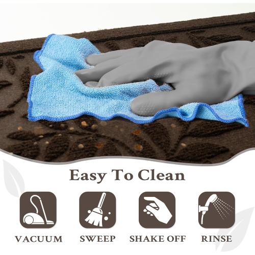 Coffee Brown Leaves Fall Outdoor Indoor Entrance Doormats, Absorbent Durable Heavy Duty Welcome Front Door Mat,Thick Natural Rubber Back,Easy Clean Entryway Mat 17x30 Inch, Low Profile