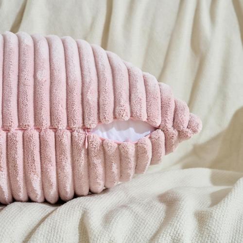 Fancy Homi Set of 2 Blush Pink Boho Small Lumbar Decorative Throw Pillow Cover 12x20 Inch for Couch Bed Chair, Aesthetic Modern Bohemian Room Decor, Soft Fluffy Corduroy Rectangle Cushion Case 30x50cm