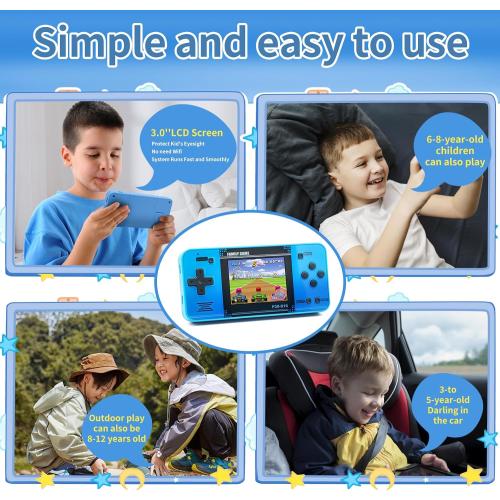 Handheld Game for Kids -Preloaded 220 Retro Video Games, Portable Gaming Player with Rechargeable Battery 3.0 LCD Screen, Mini Arcade Electronic Toy Gifts for Boys Girls (Blue)