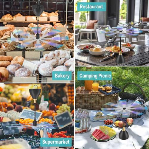 Fly Fans for Tables, Practical Fly Repellent Fan with Soft Blades, USB or Batteries Powered, Soundless and Portable Keeps Your Food Clean(4 Pack)