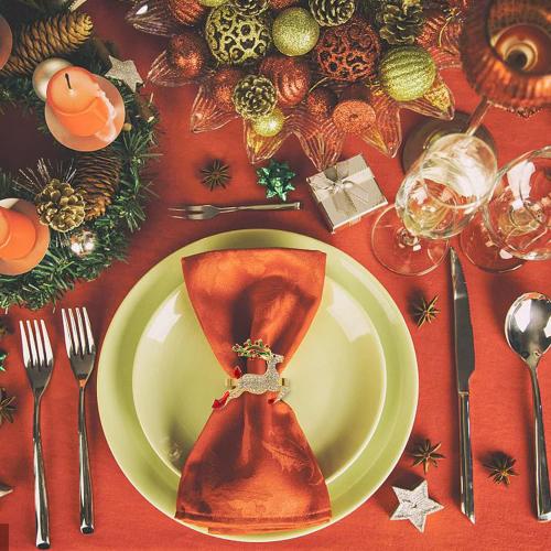 KPOSIYA Christmas Napkin Rings Set of 12, Napkin Rings Holders for Dining Table Setting - Wedding Receptions, Thanksgiving and Home Kitchen for Casual or Formal (Hun he Ring 12)