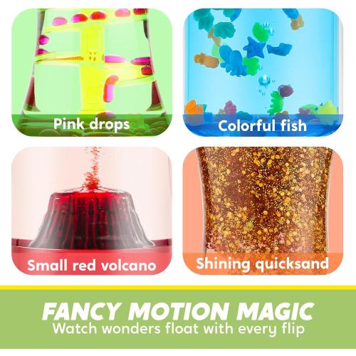 JOYIN 4-Pack Fidget Tubes for Kids, Sensory Tubes, Stress Relief Toy, Speech Therapy, Calming Toys for Children with Autism, Calm Down Corner Classroom Supplies, Easter School Gifts for Toddlers