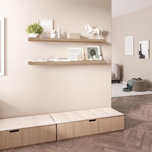 Ballucci Floating Shelves for Wall, 48 Wood Wall Shelf Set of 2, with Invisible Brackets for Bathroom, Living Room, Bedroom, Kitchen, Nursery, 8 Deep, Oak Finish