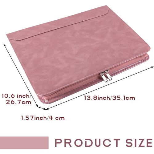Planner Binder,Padfolio for Women,Leather Binder 3 Ring, A4 Binder Planner with Laptop Pocket,Legal Size Portfolio Organizer,Business Portfolio for Women,Rose Gold