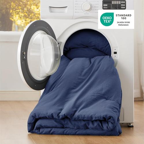 Bedsure King Size Comforter Set, Navy Soft Prewashed Bedding for All Seasons, 3 Pieces GentleSoft™ Warm Down Alternative Bed Set, 1 Lightweight Comforter (104x90) and 2 Pillowcases (20x36)