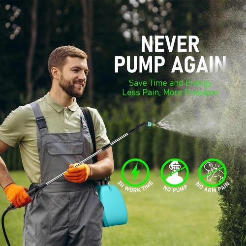 2 Gallon Battery Powered Garden Sprayer, Electric Backpack Sprayer, Garden Yard Lawn Sprayer with 5 Mist Nozzles & Retractable Wand & Adjustable Strap for Lawn, Weed, Yard