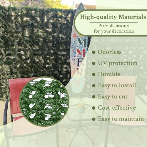 Artificial Ivy Privacy Fence Wall Screen,40X120 in UV-Anti Faux Greenery Backdrop Ivy Vine Leaf Hedges Fence Panels for Patio, Balcony, Garden, Backyard Indoor Outdoor Green Wall Decor