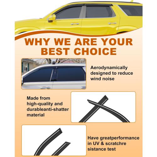 Extra-Thick Window Rain Guards Fit for Hyundai Palisade 2020-2025 SE SEL XRT Rain Guards Tape-on Side Window Deflectors Visors Vent Visors Vent Shades Car Accessories