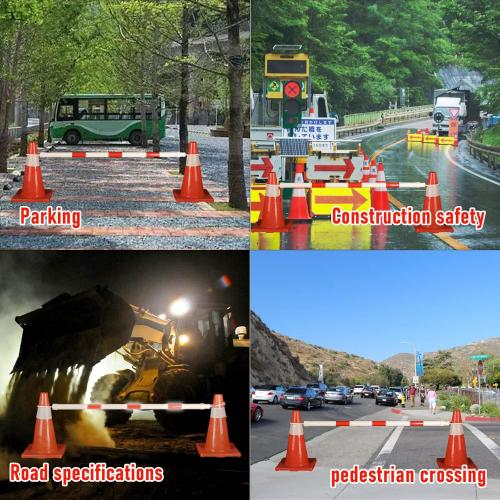6 Pcs Retractable Traffic Cone Bar, Lightweight Cone Bars, Length from 4ft to 7.2ft, Road Cone Connecting Rod, White and Red, Perfect as Traffic Road