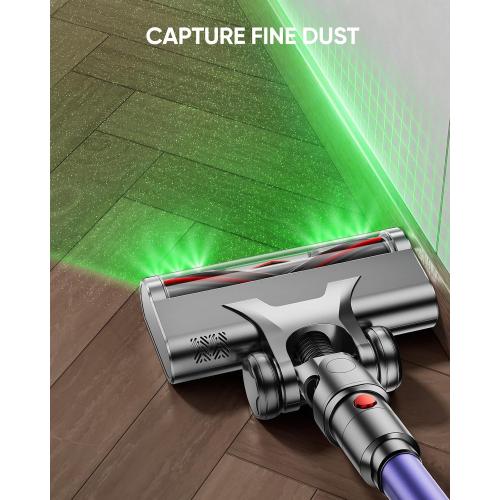 Grey Cordless Vacuum Cleaner, 580W 48KPA 60 Mins Vacuum Cleaners for Home, Stick Vacuum with 1.8L Large Dust Cup, Wall Mount Charging, Anti-Tangle Wireless, Green Light for Pet Hair, Carpets, Hardwood