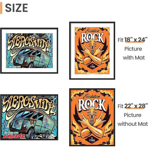 upsimples 22x28 Poster Frame, Display Pictures 18x24 with Mat or 22 x 28 Without, Wall Hanging Picture Frames, Black, 1 Pack