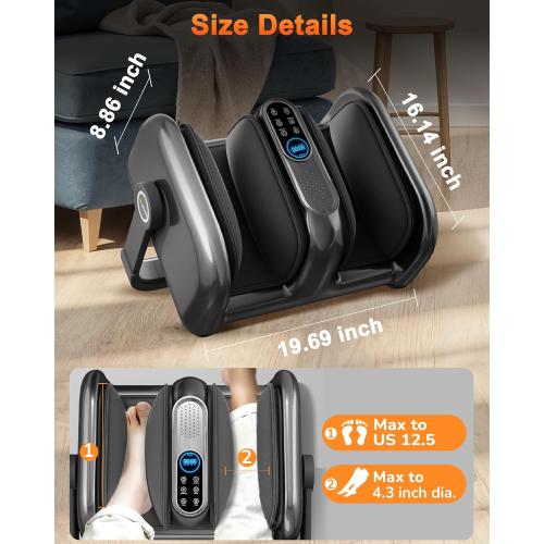 Shiatsu Foot Massager Machine with Heat : Deep Kneading Calf Massager with Vibration for Plantar Fasciitis, Neuropathy, Pain Relief, Circulation for Home and Office Use*Missing Remote*
