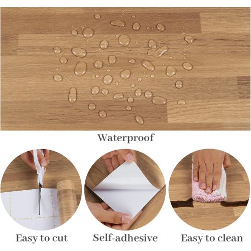 VaryPaper 32''x118'' Butcher Block Wood Contact Paper Peel and Stick Wallpaper Wood Grain Wallpaper for Kitchen Waterproof Removable Self Adhesive Wood Vinyl Wrap for Countertops Cabinets Furniture