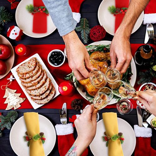 WILLBOND Christmas Napkin Rings Set of 12 Berry Napkin Ring Holders Pine Cones Pine Needles for Holiday Dinner Table Decorations